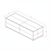 Line drawing of the Surya Andra Ottoman, a light blue rectangular upholstered bench with dimensions 18"H x 51"W x 18"D.