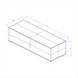 Line drawing of the Surya Andra Ottoman, a light blue rectangular upholstered bench with dimensions 18"H x 51"W x 18"D.