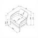Line drawing of the Surya Daniella outdoor accent chair with dimensions, showing its gray frame and cushions.