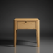 Surya Anello End Table with a brown oak veneer top, single drawer, and brown/metallic brass base.