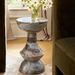 Surya Sheena 20"H brown marble end table with an industrial rustic style and compact design.