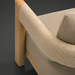 Surya Palma outdoor sofa with natural teak frame, beige Sunbrella upholstery, and PE rope-wrapped arm detail.