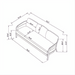 Line drawing of the Surya Daniella outdoor sofa with dimensions, showing its gray aluminum frame and cushioned profile.