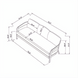 Line drawing of the Surya Daniella outdoor sofa with dimensions, showing its gray aluminum frame and cushioned profile.