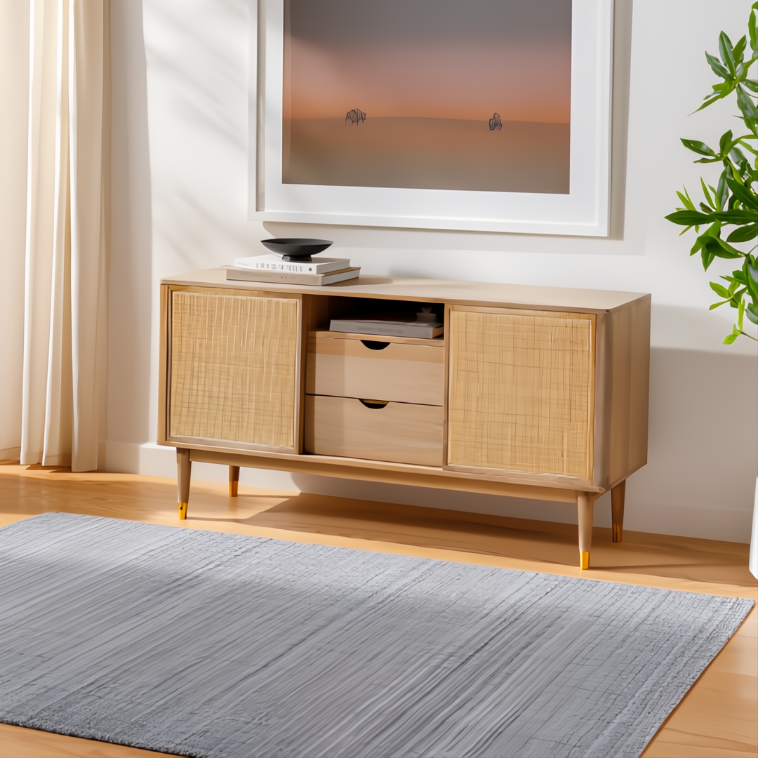 Surya Fresno FNO2300 light gray hand-loomed recycled PET rug with subtle tonal variation.