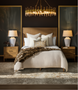 Hermosa Wood Bed with brown rattan headboard, natural wood frame, and hobnail details in a modern bedroom.