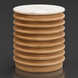 Surya Redondo end table with a beige polished marble top and ribbed lacquered mango wood base.