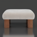 Surya Mirava Ottoman, ivory polyester upholstered top, brown stained rubber wood base.