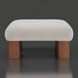 Surya Mirava Ottoman, ivory polyester upholstered top, brown stained rubber wood base.