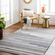 Surya Azalea AZA-2334 hand-woven recycled PET yarn rug with contemporary gray and beige stripes.