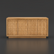 Surya Lulea Cabinet: beige natural ash wood veneer storage cabinet with 3D patterned doors, 67"W.