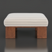 Surya Lunara Ottoman with a cream striped polyester cushion and brown stained rubber wood base.