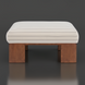 Surya Lunara Ottoman with a cream striped polyester cushion and brown stained rubber wood base.