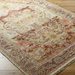 Hand-knotted Surya Cappadocia wool rug in traditional plum, gray, burgundy, and olive tones with fringe.