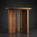 Surya Agnes 18" brown lacquered mango wood round end table with beveled top and zigzag fluted legs.