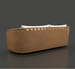 Marvella outdoor sofa with a woven light brown rattan back and white cushions.