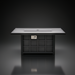 Black hand-painted aluminum Surya Fairborn Fire Table, 56"W, with a slatted top and grid base.
