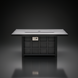 Black hand-painted aluminum Surya Fairborn Fire Table, 56"W, with a slatted top and grid base.