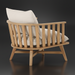 Surya Arco Accent Chair with light beige linen cushions and a natural wood slat back.