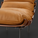 Modern Surya Laval accent chair with brown leather cushion and curved wood frame on black iron base.