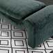 Teal upholstered Surya Cascadia bench with polyester cover and pine base on a geometric rug.