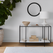 Surya Cane Garden decorative box set, natural bamboo and dark brown wood, on a modern console table.