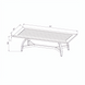 Black powder-coated aluminum outdoor coffee table with slatted top and curved legs, showing 60"W x 33"D dimensions.