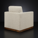 Surya Glendon swivel chair with brown polyester-linen upholstery and a brown rubber wood base.