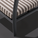 Surya Antibes outdoor dining chair with a black powder-coated aluminum base and striped Sunbrella cushion.