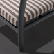 Surya Antibes outdoor dining chair with a black powder-coated aluminum base and striped Sunbrella cushion.