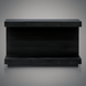 Black brushed mango wood Surya Coburn console table with a soft-close drawer and plinth base.
