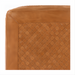 Close-up of a Surya Lawdon ottoman, featuring a brown woven leather top with stitched trim.