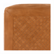 Close-up of a Surya Lawdon ottoman, featuring a brown woven leather top with stitched trim.