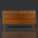 Madri 62" wide brown dresser with minimalist modern design, fluted top drawer panel, and brass pulls.