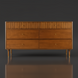 Madri 62" wide brown dresser with minimalist modern design, fluted top drawer panel, and brass pulls.