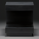 Surya Coburn black mango wood end table with minimalist modern design and open shelf.