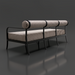 Surya Antibes outdoor sofa with brown and beige striped Sunbrella® cushions and a black aluminum frame.