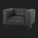 Surya Dylan Accent Chair: minimalist modern charcoal leather chair with a black iron base.