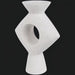 Surya Yagya YAG-007 modern white ceramic vase with sculptural form and central cutout.
