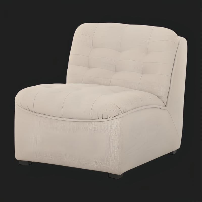 Compact cream modular sofa with tufted back, linen-polyester blend, and pine frame.