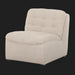 Compact cream modular sofa with tufted back, linen-polyester blend, and pine frame.