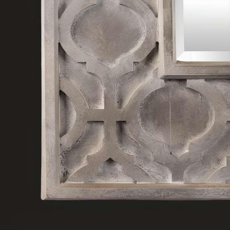 Surya MRR-1011 full-length oversized mirror with a grey manufactured wood frame and decorative beveled glass.
