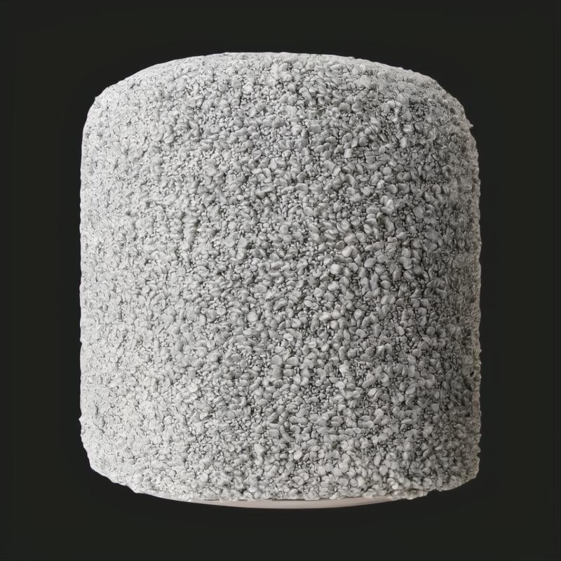 Light gray Surya Mohave pouf with a textured polyester top and soft cotton base, featuring a farmhouse cottage style.