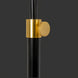 Close-up of Aberdeen accent floor lamp's black sculptural frame with a gold adjustable knob.