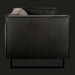 Surya Dylan charcoal top grain leather sofa with black iron base and modern design.