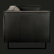 Surya Dylan charcoal top grain leather sofa with black iron base and modern design.