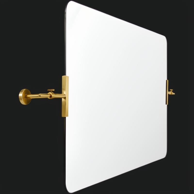 Surya Anastasya AAY-004 modern rectangular mirror with rounded corners and brass wall mounts.