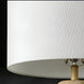 Surya Algarve accent floor lamp with a white linen shade and a light wood-toned base.