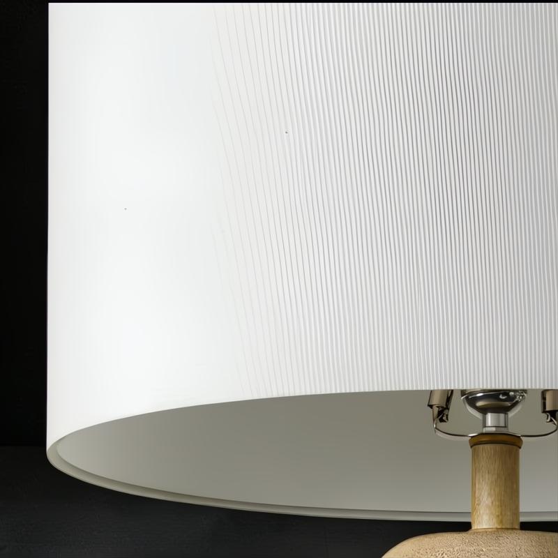 Surya Algarve accent floor lamp with a white linen shade and a light wood-toned base.