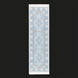 Light blue Surya Burano runner rug with white fringe and geometric patterns, made from recycled PET yarn.